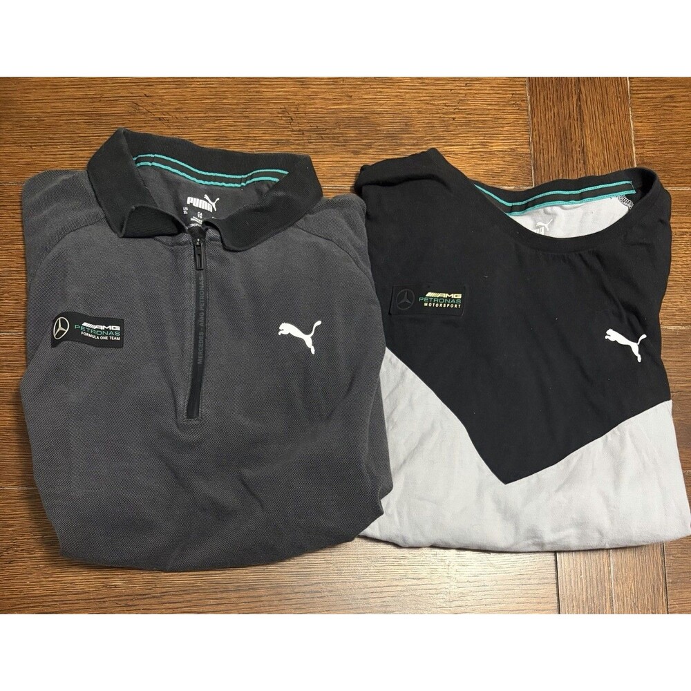 Lot of 2 Puma AMG Mercedes Men’s Size XL Grey And Black Short Sleeve T Shirts
